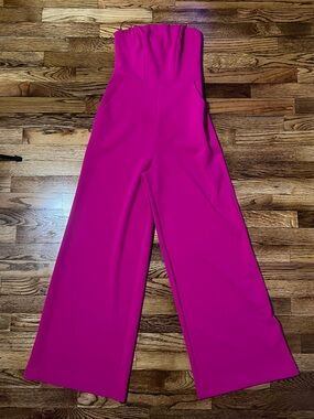 Express Strapless Wide-Leg Jumpsuit in Hot Pink